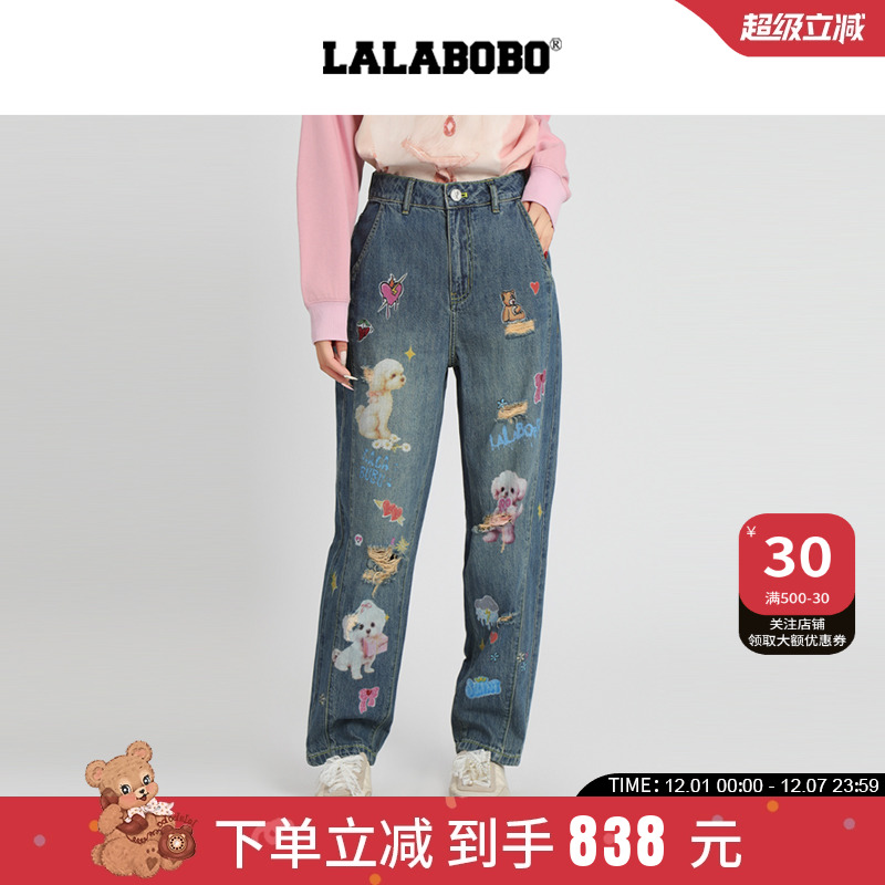 LALABOBO童趣妙想牛仔长裤