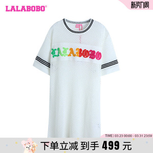 LALABOBO24夏季新款宽松休闲大字母镂空套头连衣裙女 LBDB-WLZY18