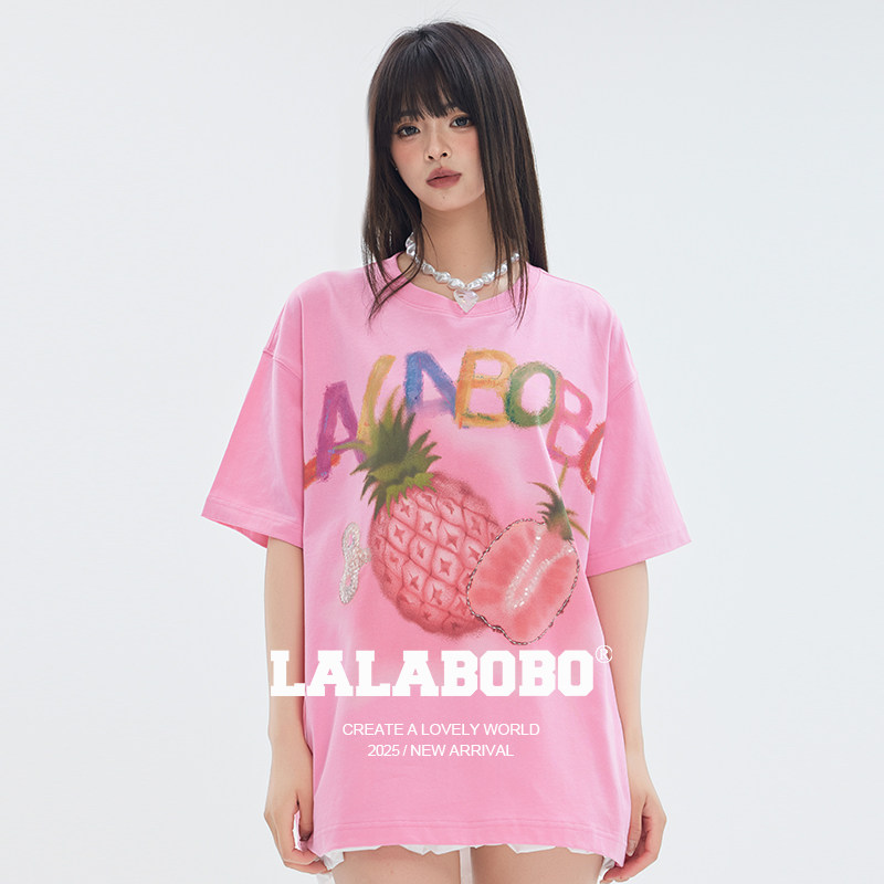 LALABOBO水果菠萝字母T恤