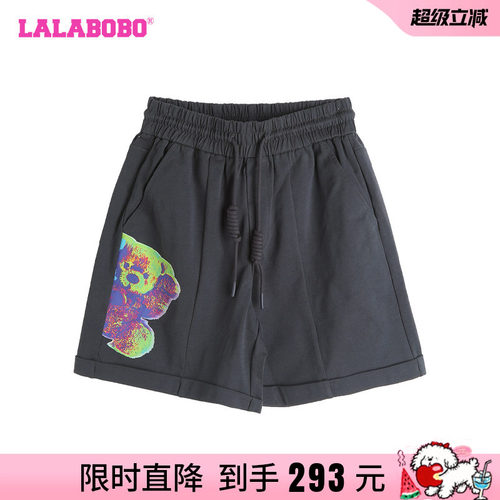 宽松复古LALABOBO休闲短裤