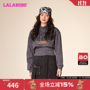 LBCD 套头两件套连帽卫衣 WSTS33 宽松短款 LALABOBO2023冬新款