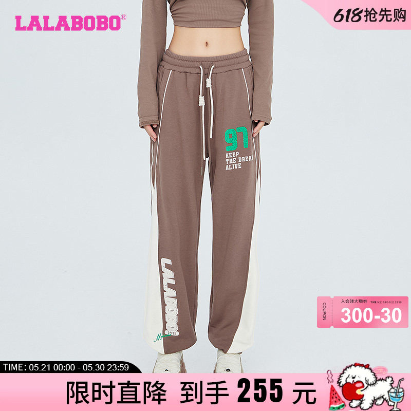 LALABOBO2024春秋新款宽松束脚显瘦复古运动休闲裤女LBCC-WXZC31