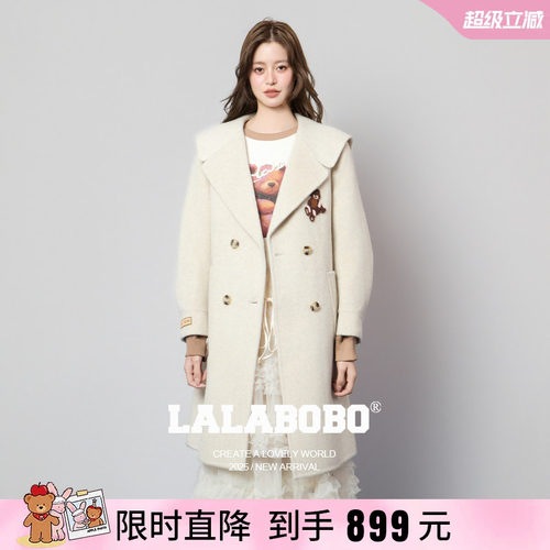 LALABOBO复古小熊呢子大衣