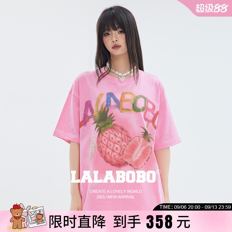 LALABOBO水果菠萝字母T恤