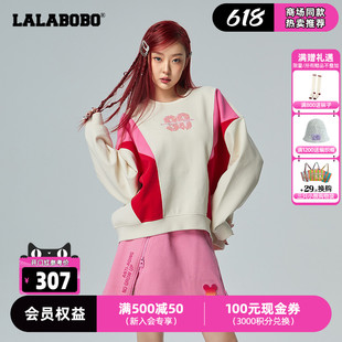 小个子美式 复古外套CBCA 新款 LALABOBO圆领卫衣女2023春季 WSTS22