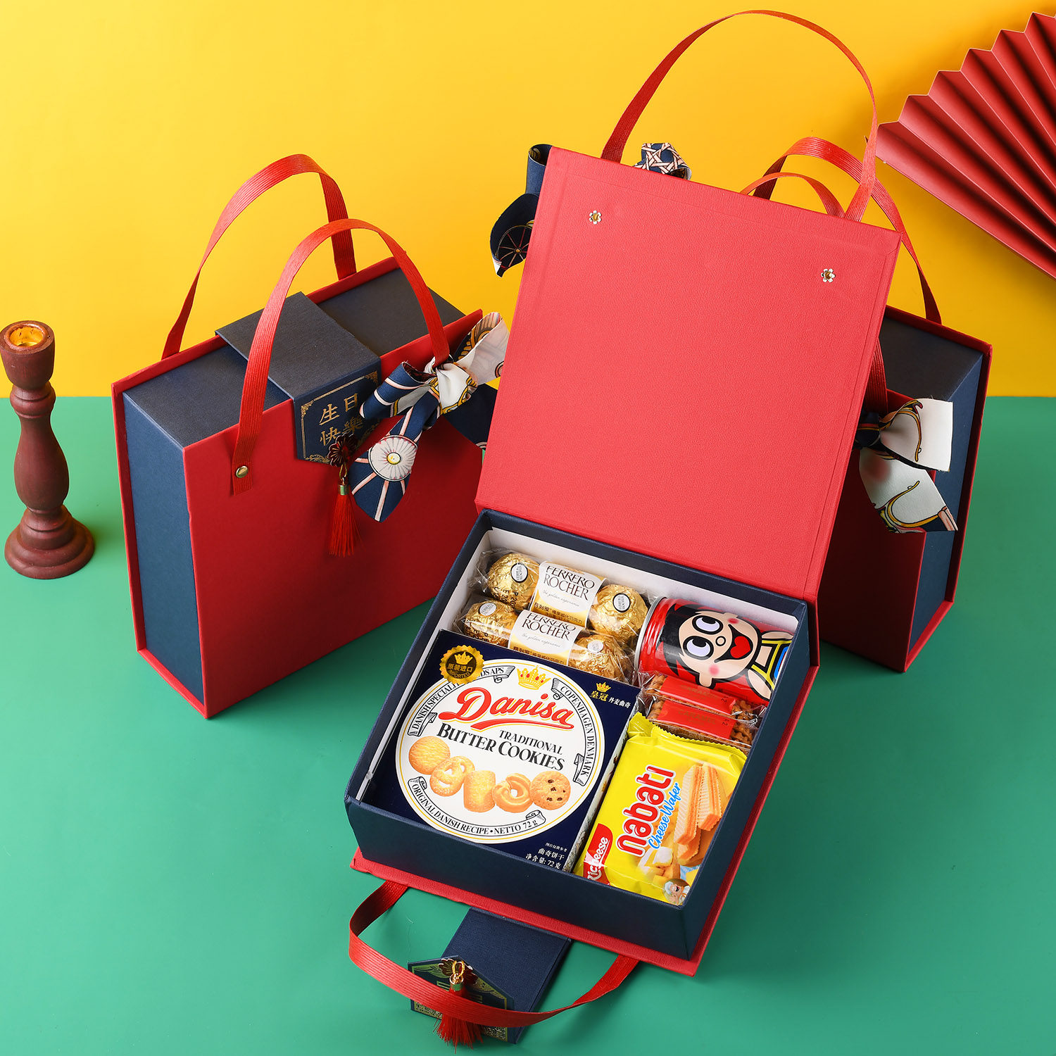 生日伴手礼十岁周岁回礼礼盒宝宝满月伴手礼礼盒百日宴百天喜饼蛋