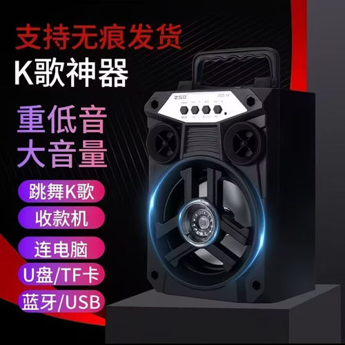 梓颖德国多功能蓝牙音箱低音炮户外无线便携带话筒大音量K歌神a2