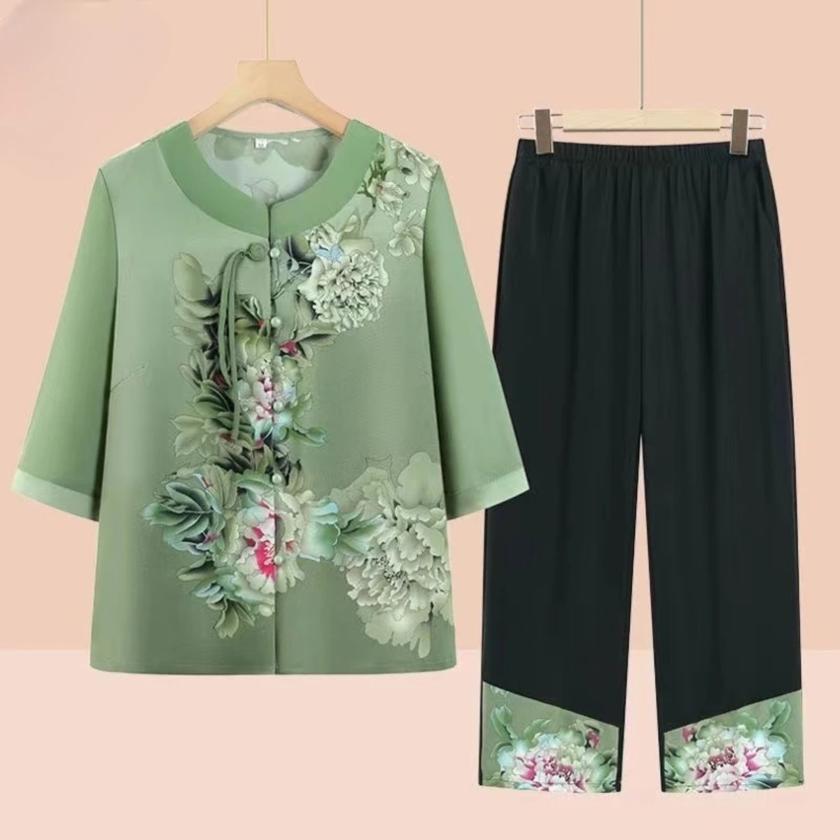 柚子妈妈装服饰中老年人奶奶民族风中式2024新款妈妈装夏季雪纺a1