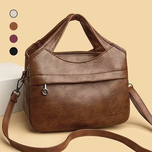 点击率箱包甄选女包复古单肩斜挎包女士休闲手提包简约纯色包包女