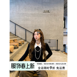 HuoHuo 波点艺术生 学院风2026春夏新款上衣女波点假两件针织衫