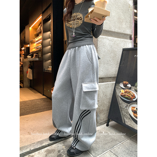 冰蓝滤镜 2025简约百搭休闲裤 运动风加厚卫裤 新款 女秋冬季 HuoHuo