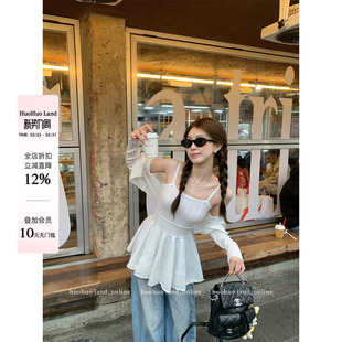 清纯小白花 芭蕾风吊带裙针织衫 吊带开衫 女夏季 两件套 套装 HuoHuo