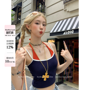 假两件辣妹挂脖吊带背心女修身 2026春夏新款 上衣 鬼马少女 HuoHuo