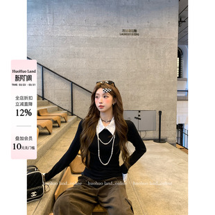 上衣女波点假两件针织衫 学院风2026春夏新款 波点艺术生 HuoHuo