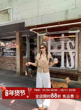 HuoHuo 城市腿精 侧口袋宽松百搭直筒裤女秋季新款2025简约休闲裤