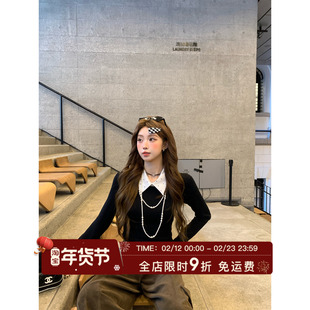 HuoHuo 波点艺术生 学院风2026春夏新款上衣女波点假两件针织衫