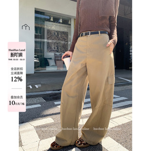 王 立体剪裁口袋工装 2026直筒休闲裤 工装 新款 版 女春季 HuoHuo 裤