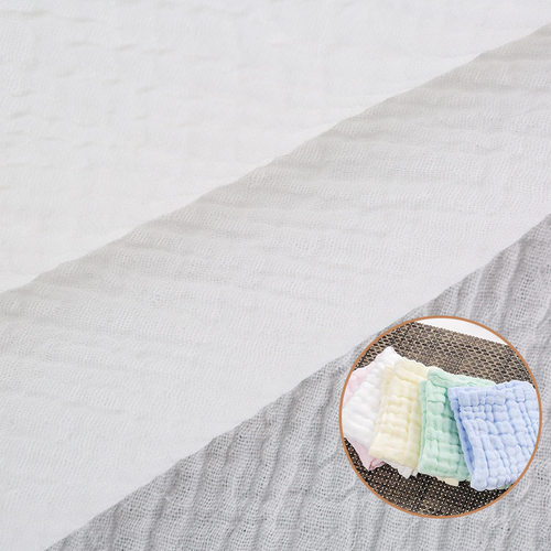 棉双层纱布 双层绉布 口水巾 睡衣睡裤面料  现货供应