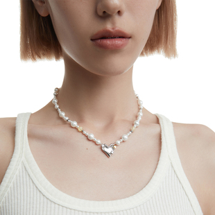 KLINKLIN原创爱心珍珠项链女生锁骨链高级设计感小众颈链气质轻奢
