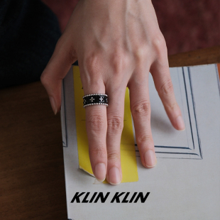 KLINKLIN循环十字架戒指女开口戒复古中性风原创设计感黑色甜酷