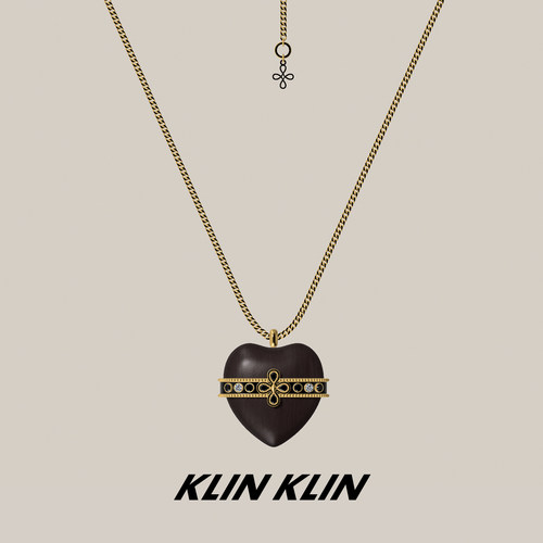 KLINKLIN爱心黑檀木十字花长款项链女毛衣链配衣服锁骨链中古风