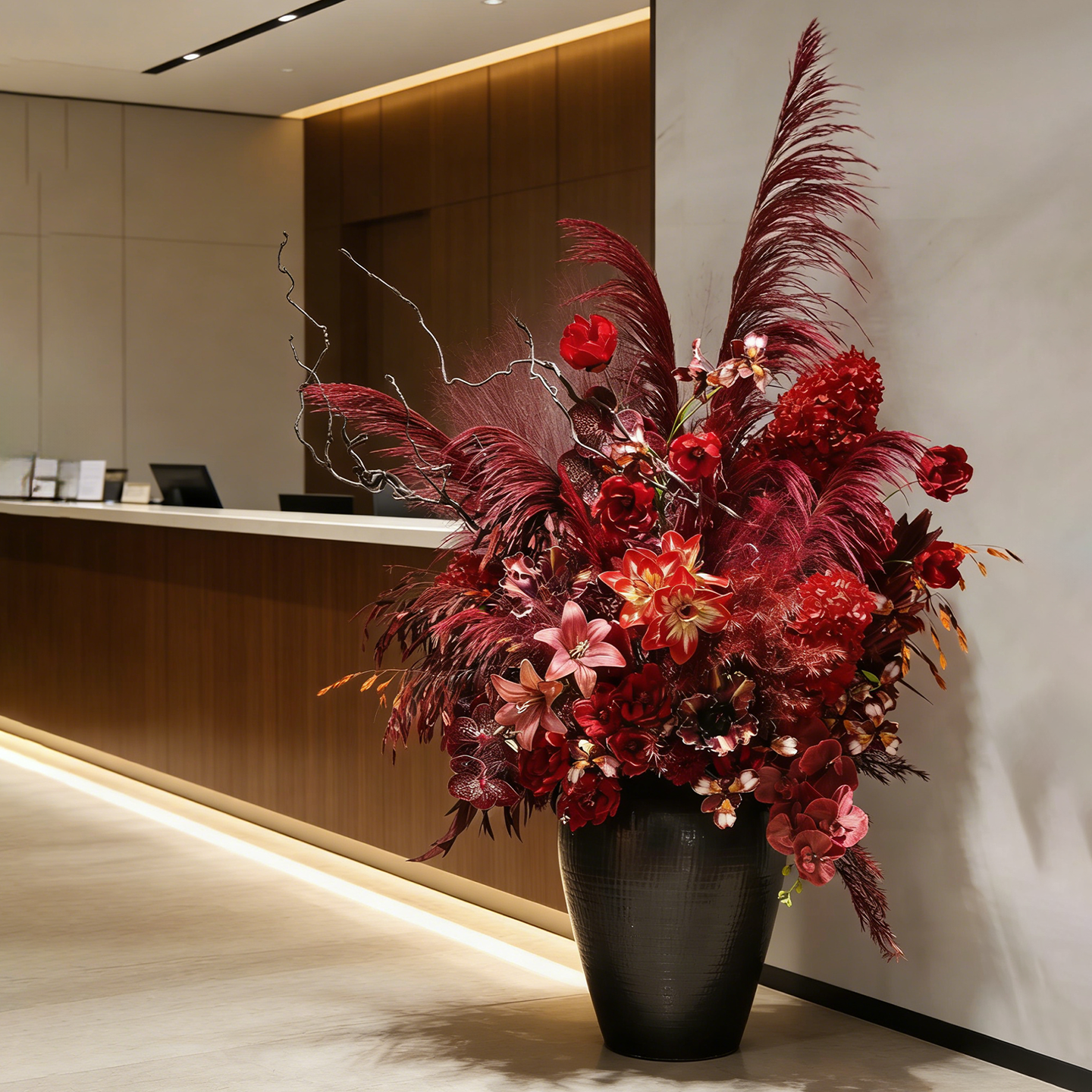 新年氛围布置酒店大堂装饰美陈元宵节场景红色仿真花造景落地摆件,商业/办公家具,商业美陈,淘宝优惠券,粉丝福利购,淘宝优惠卷