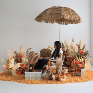 仿真绿植造景芦苇草仿真花秋天美陈装饰网红打卡直播间场景布置