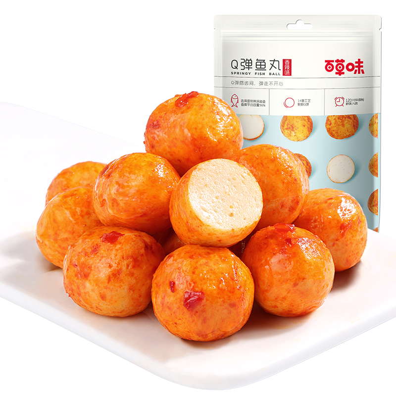 百草味-Q弹鱼丸108g即食零食