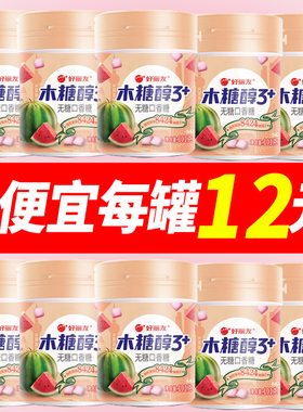 好丽友木糖醇口香糖101g大瓶罐装清新口气西瓜味休闲零食