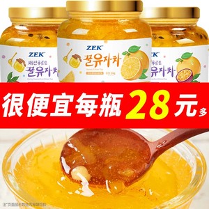 ZEK蜂蜜柚子茶1kg百香果红柚果肉冲饮泡水柚子酱可涂抹早餐面包