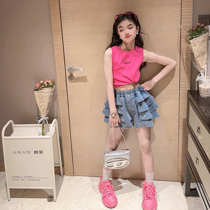 女童裙裤夏装2023新款儿童薄款裤子女孩大童牛仔短裤夏季外穿童装