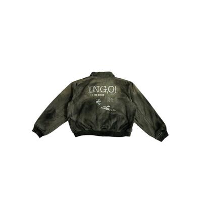 POPPROJECT人像印花手工破坏做旧重磅水洗涂脏复古boxy版型夹克