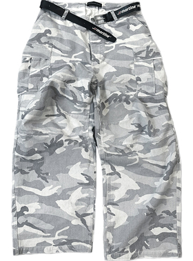 POPPROJECT白迷彩cargo多口袋立体水洗复古宽松廓形baggy工装裤