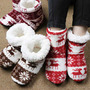 Women Slippers Winter Floor Home Elk Christmas Shoes Indoor