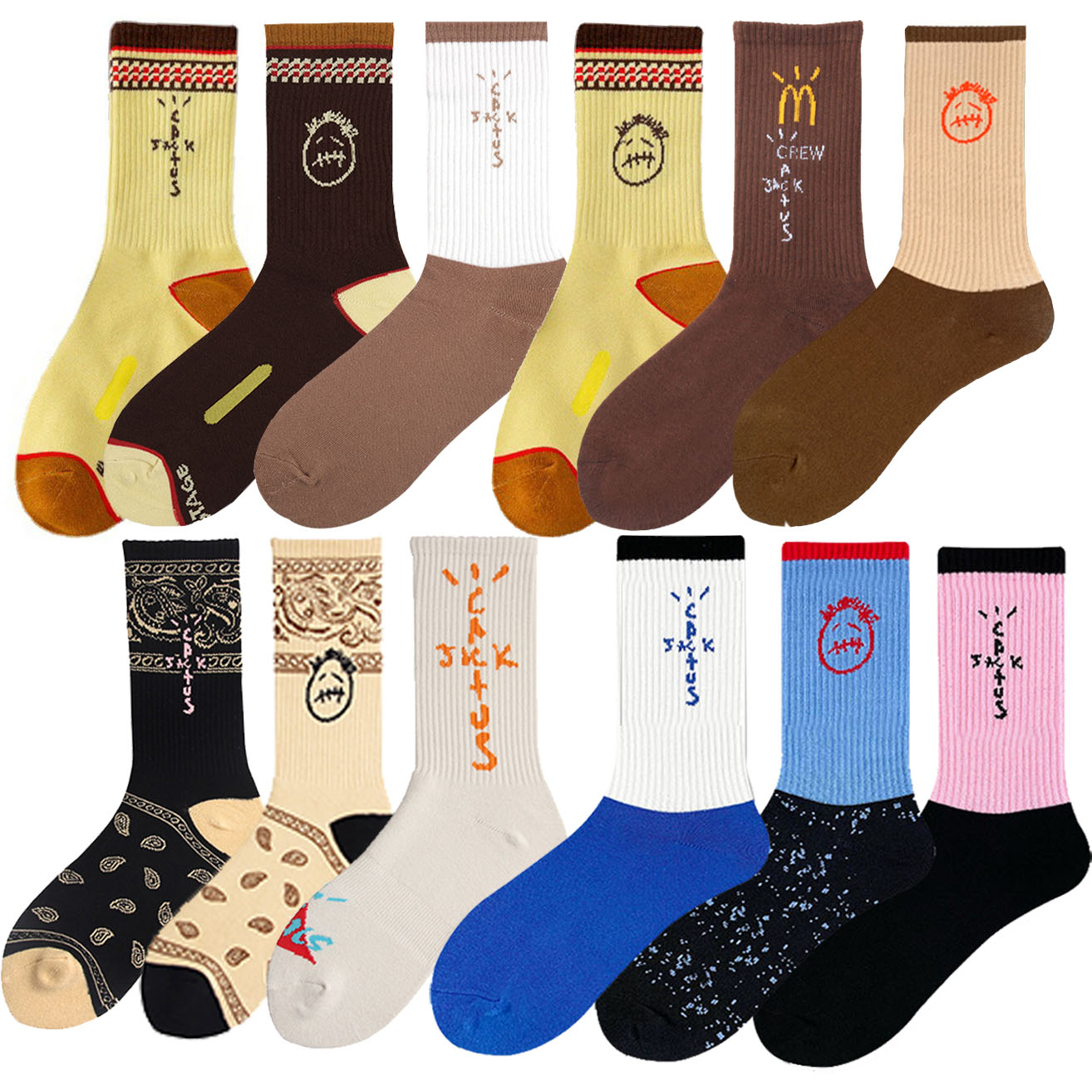 Men's Sports Socks Cotton Streetwear Cactus Jack Sock For Wo