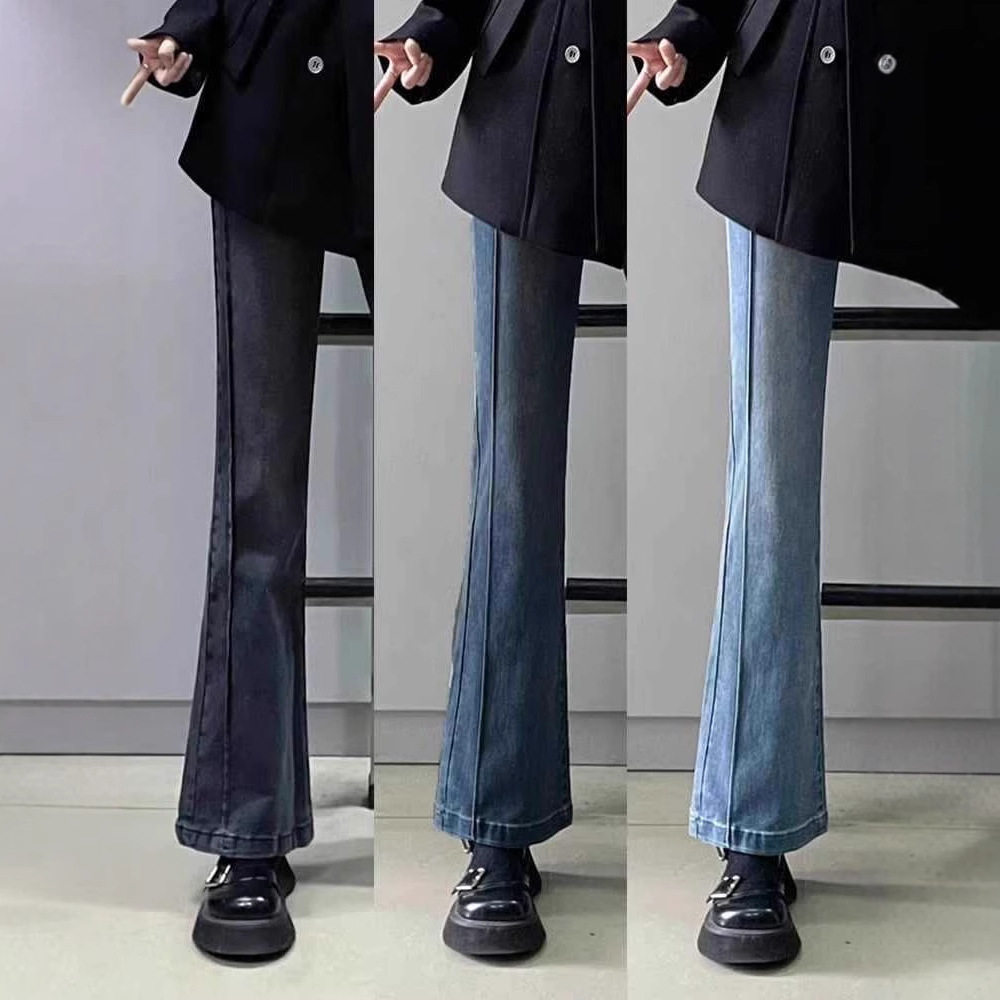 2026春季新款大码微喇牛仔裤梨型身材显瘦高腰喇叭女裤女士修身