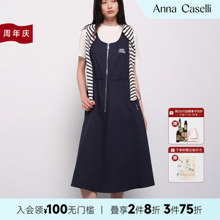 時(shí)尚 ANNA 安娜凱瑟莉2025春夏新款 百搭顯瘦無袖 CASELLI 連衣裙女