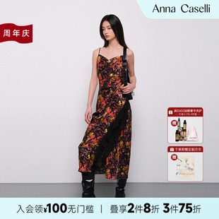 CASELLI ANNA 安娜凱瑟莉2025春夏新復(fù)古風(fēng)百搭顯瘦吊帶連衣裙女