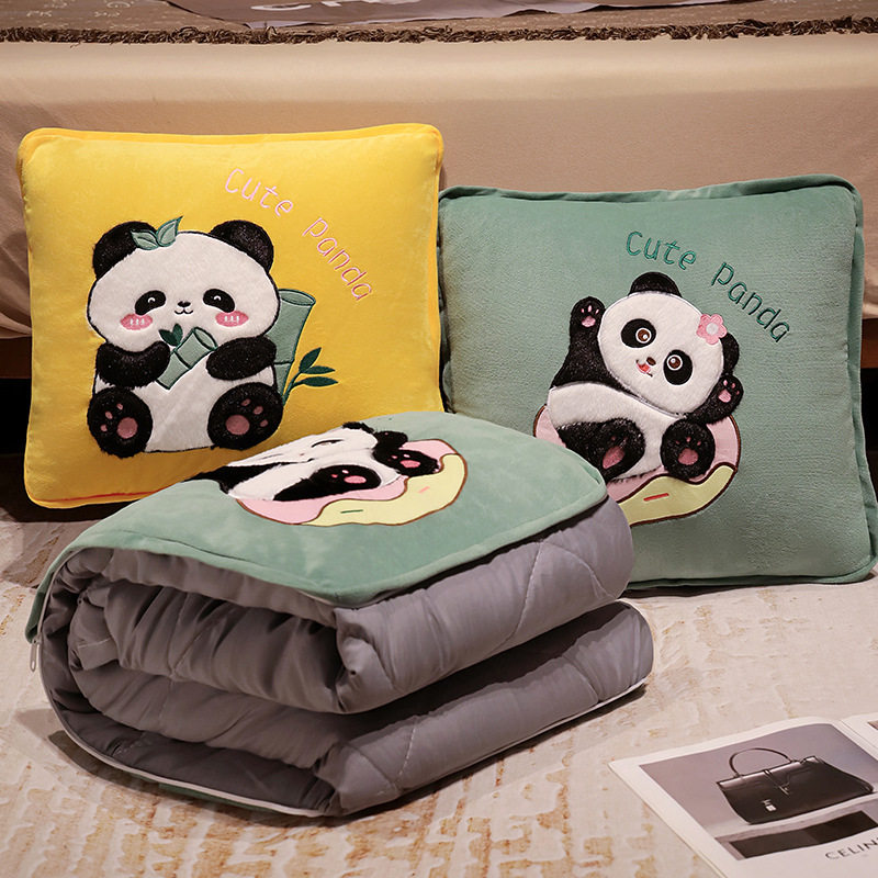 熊猫抱枕被子两用沙发客厅女生睡觉办公室午睡枕头毯子二合一车用