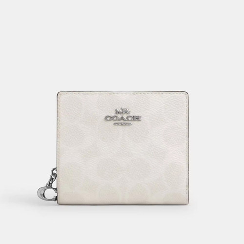 COACH/蔻驰官方奥莱款 Snap女士金属徽标双折皮革卡包零钱包CW789