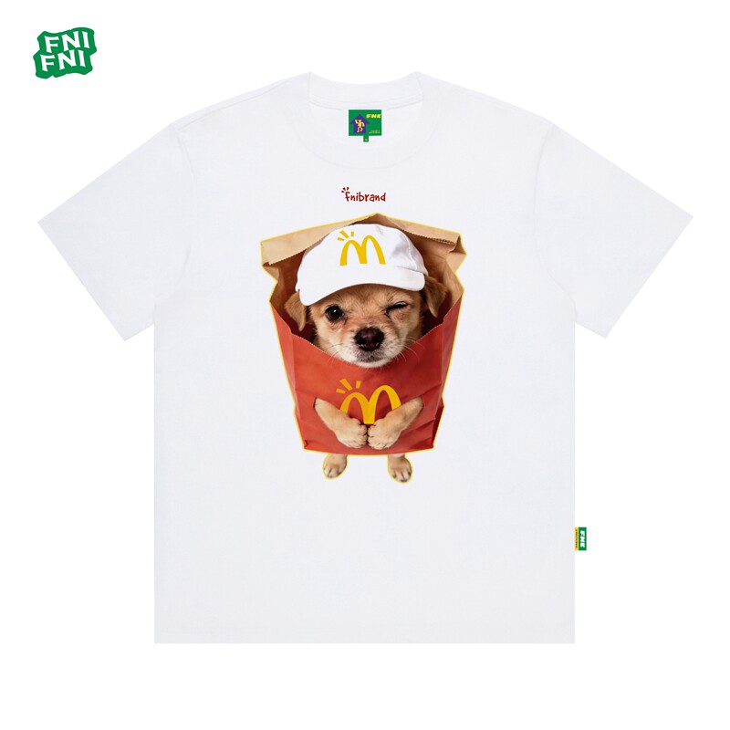 FNI绿标M记小狗美式圆领短袖t恤重磅纯棉男女同款夏季新款直�