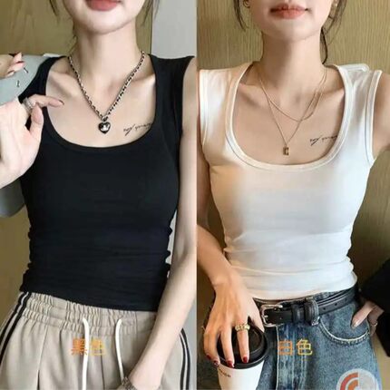 瑞汇鑫聚服饰轻奢女装2026新款背心女夏季百搭设计感显瘦纯色Ua5
