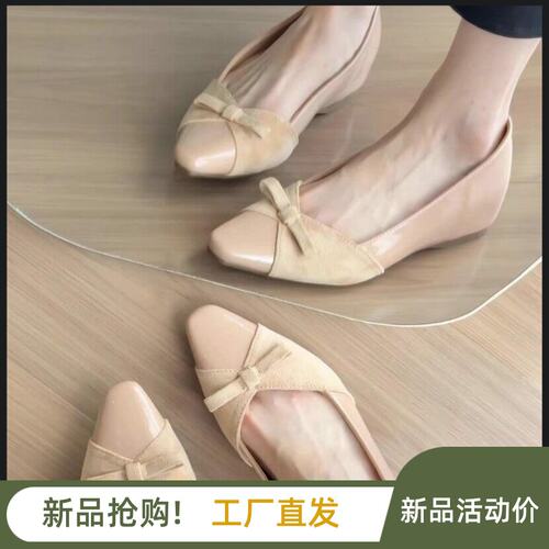 广州十三行女鞋奢香夫人内增高5cm裸色蝴蝶结单鞋鞋软底玛丽珍a6
