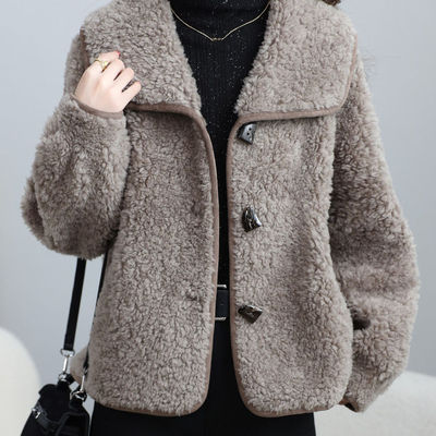真值优选女装2026冬季新款外套时尚保暖短款大衣仿羊羔绒一体皮草