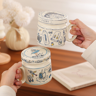 鹿谷川超好看喝水杯子陶瓷釉下彩咖啡杯女士个人专用高颜值马克杯