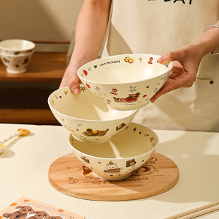鹿谷川家用大号斗笠碗新款高颜值汤碗泡面碗陶瓷饭碗可微波炉加热