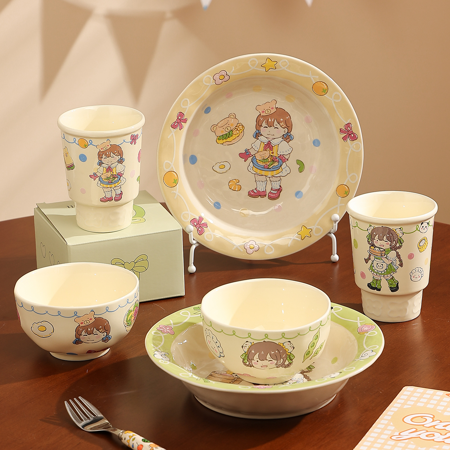 鹿谷川釉下彩餐具可进洗碗机