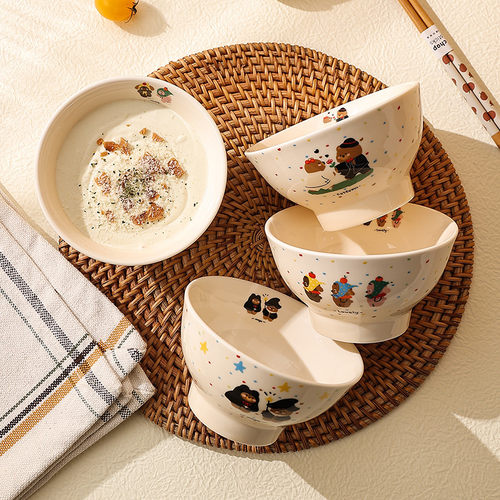 高温釉下彩饭碗5寸喝汤小碗