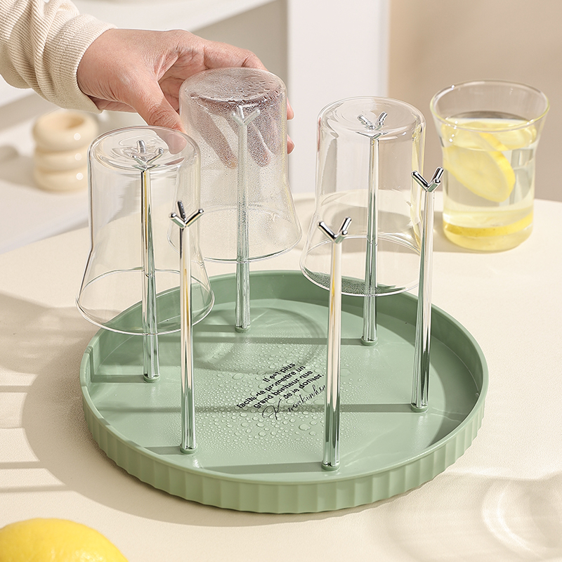 杯架托盘一体玻璃水杯子沥水架