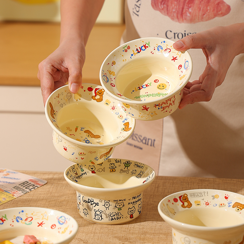 鹿谷川卡通陶瓷碗个人专用